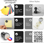 LOVIMAG 16Pcs Strong Fridge Magnets,Black Refrigerator Magnet, Push Pin Magnets,Strong Whiteboard Magnet for Map Pins, Kitchen, Office, School, Adults,Thumb Tacks Magnets,Dry Erase