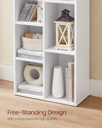 VASAGLE Set of 2 Bookcases, Bookshelves, 7 Compartments, Freestanding Shelves and Cube Organizers, Display Shelves for Small Spaces, for Living Room, Bedroom, and Home Office, Cloud White ULBC27WT-2
