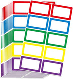 L LIKED 200 Stickers - 3.5" x 2.25" Colors Plain Name Tags Stickers with Perforated Line for School Office Home (Blank - 200 Labels)