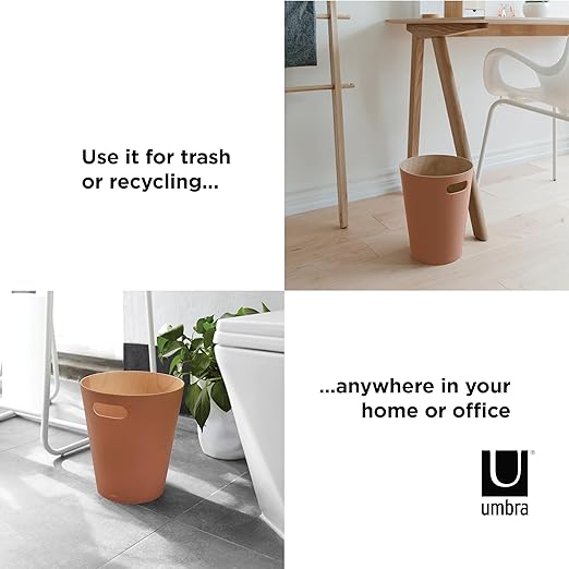 Umbra Woodrow Trash Can 2-Gallon (7.5 L) Capacity, Sierra