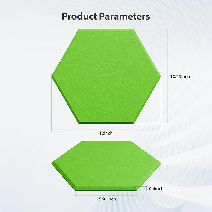Amantech 12 Pack Acoustic Panels Self Adhesive Sound Proof Foam, High Density Sound Acoustic Foam Panel, 12 X 10.23 X 0.4 Inch Hexagon Wall Panels in Home,Office,Reccording Room,Studio (Fruit Green)