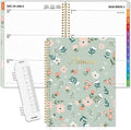 SUNEE 2026 Weekly and Monthly Planner - from January 2026 - December 2026, Daily Agenda Planner with Monthly Tab, Flexible Cover, Note Pages, Pockets, Bookmark, Spiral Binding, Green Wildflowers, 8.5"x11"