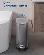 Garvee 13 gal (50 L) and 2.6 gal (10 L) Stainless Steel Trash Can Combo Set, Rustproof Garbage Can with Lid for Kitchen and Bathroom, Step-on Trash Bin with Inner Bucket, Rear Handle, Silver
