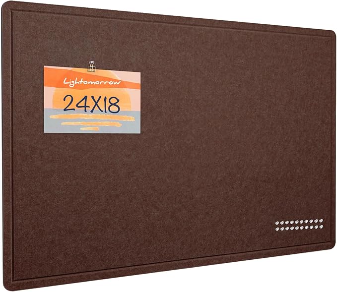 Bulletin Board, 24 x 18 inches Felt Board Decorative Pin Board, Cork Board Alternative for Wall, Foldable Photo Board Self-Adhesive Vision Board Mood Board with 20 Pushpins - Saddle Brown