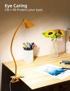 LiFMIRA Desk Lamp Clip on Lamp for Bed Headboard LED Reading Light for Bed, 3 Colors 10 Dimmable Brightness, Book Light for Reading in Bed Flexible Neck Clip on Light Clamp Lamp for Bed Desk(Yellow)