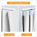 Hoeflife Room Divider Curtains Blackout Floor to Ceiling Curtain with Hook Wall Mount Sliding Door Curtains Ceiling Mount Extra Wide Curtain Wall Divider for Room Separation(Greyish Whitei,W150xH96In)