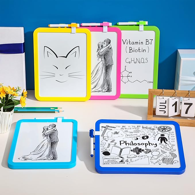 Outus 10 Pcs Dry Erase Mini White Boards Bulk 8.5 x 11'' Small Magnetic Whiteboard Double Sided Colored Writing Boards for Kids Students Locker Fridge(Colorful)