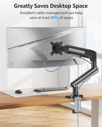 MOUNTUP Single Monitor Desk Mount for 4.4-26.5lbs, Heavy Duty Monitor Arm for 40 39 37 34 32 27inch, Full-Motion Monitors Stand, Height Adjustable Monitors Arm with C-Clamp＆Grommet Base