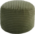 MeMoreCool Stuffed Round Pouf Ottoman Foot Rest, Soft Plush Floor Pouf Foot Stool, Corduray Footstool Footrest, Small Round Ottoman for Living Room Couch Sofa Chair, 20x15 Inch Green