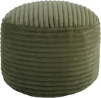 MeMoreCool Stuffed Round Pouf Ottoman Foot Rest, Soft Plush Floor Pouf Foot Stool, Corduray Footstool Footrest, Small Round Ottoman for Living Room Couch Sofa Chair, 20x15 Inch Green