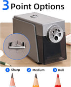ZMOL Heavy Duty Electric Pencil Sharpener for Classroom, 6 Holes, Stronger Helical Blade, Auto Stop, Save Pencils, Plug in, Suitable for 6-12mm No.2/Colored Pencils, Teachers,School & Home Silver