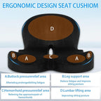 Watshyon Ergonomic Memory Foam Reenly Seat Cushion & Non-Slip Base with Adjustable Straps,Seat Cushion for Truck Driver and Office Chair Cushion,Removable Washable Cover- Plush Velvet