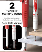 STAGEEK 22 Pack Carpenter Pencil Set with Sharpener, Mechanical Carpenter Pencils with 60 Refills, Deep Hole Long-Nib Marker Pens, Carbide Scribe Tool & Construction Pencils for Architect with Case