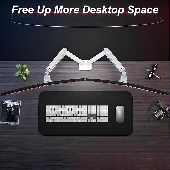 Fydeamer Dual Monitor Arm for 17-35" Screens up to 24.2 lbs, Ergonomic Gas Spring Monitor Stand with Height Adjust, Tilt, Swivel & Cable Management, VESA Desk Mount with 2 Types of Installation, White