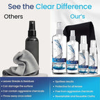Purity Eyeglass Cleaner Family Pack - Multi-Size Lens Cleaner Kit - 1x1oz, 1x2oz, 1x4oz, 1x8oz Bottles + 4 Premium Microfiber Cloths - Safe for All Lenses, Eyeglasses, & Screens - Streak-Free Formula