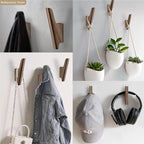 FCOWK Wood Wall Hooks 4 Pack Coat Hooks Wall Mount Walnut Wooden Hooks for Hanging Hat, Bag, Backpack, Rustic Coat Hooks for Wall, Wood Towel Hooks for Bathrooms and Entryway Hooks (Walnut, Light)