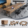 Folding Conference Table 4ft 5ft, Foldable Office Meeting Desk for 6 People, Multiple Sizes Colors Mobile Conference Room Table for Training Room School Business Furniture (2, White Walnut, 63in)