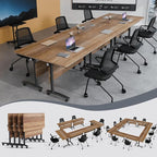 Folding Conference Table 4ft 5ft, Foldable Office Meeting Desk for 6 People, Multiple Sizes Colors Mobile Conference Room Table for Training Room School Business Furniture (2, White Walnut, 63in)