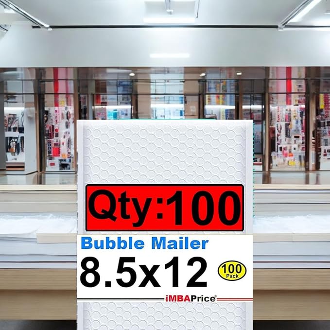 iMBAPrice 8.5x12 Inch White Poly Bubble Mailers #2, 100-Pack – Self-Seal Padded Envelopes, Waterproof Shipping Bags for Cosmetics, Electronics & E-Commerce Packaging