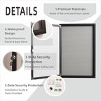 36×24 Inch Lockable Enclosed Bulletin Board, Weather-Resistant Outdoor Noticeboard with Locking Doors, Wall-Mounted Black Aluminum Frame & Grey Felt Presentation Board