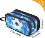 DVGMBXY Soccer Starry Sky Pencil Case Box for kids Teens Boys Girls Large Pencil Pouch with Zipper Compartments Big Capacity Stationery Pen Bag Organizer for Kids Teens Adults School Office