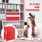 Henoyso 16 Pcs 3 Ring Binder 0.5 Inch Round Fits Letter Size 8.5'' x 11'' Paper Plastic Flexible Binder Bulk Holds 140 Sheets with 1 Pockets Versatile Organizer for Home Office School (Red)