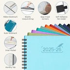 BEZEND 2026 Planner Weekly and Monthly (6" x 8.5") Daily Calendar Book with Tabs (Jul 25-Dec 26) Vertical Hourly Timeslots, Storage Pocket, Pen Holder, Spiral, PU Leather Softcover - Mint Green