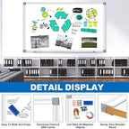 Max-officoo White Board Dry Erase Whiteboard for Wall 72" x 48" Aluminum Presentation Magnetic Whiteboards with 4 Hooks, 12 Magnets, 3 Markers & 1 Eraser