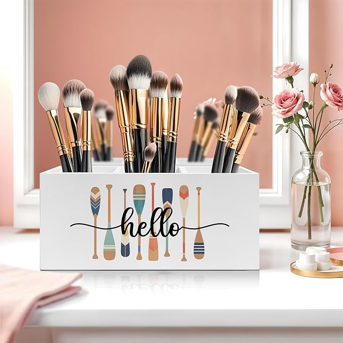 Exqcom Lake Decor Pen Pencil Holder, Lake House Decor, Lakes Gifts for Women Men, Retro Colorful Paddle Pencil Pen Holder Organizer for Home Office Desk Accessories