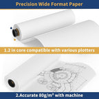 SJPACK Wide Format Paper Roll,36" x 150 ft Plotter Paper with 2 Inch Core for CAD and Inkjet Printing Premium Bond Papers for Engineering Architectural and Maps（2 roll）