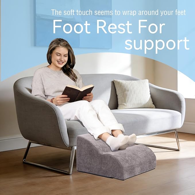 OpyTikar Foot Rest for Under Desk at Work.Multifunctional 3-Tier Foot Stool,with Washable Footrest.for Under Desk,Office Chair Gaming Chair & Sofa,Leg Elevation Pillow,Supports Posture (Grey)