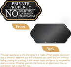 Private Property No Trespassing Sign with Stake, No Soliciting Sign for House 5x10 inch/35 inch High, for Front Door/Lawns/Gardens and Business
