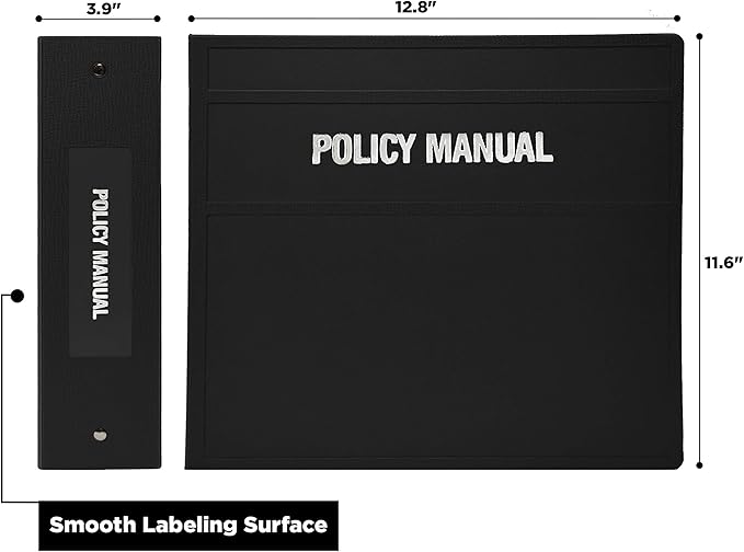 Carstens 4-Inch Heavy Duty Round Ring Binder for Policy Manuals – Side Opening, Black, Durable Plastic Covers, No-Gap Rings, No Pockets, Holds 600 US Letter Sheets, Made in USA (1873-3R)