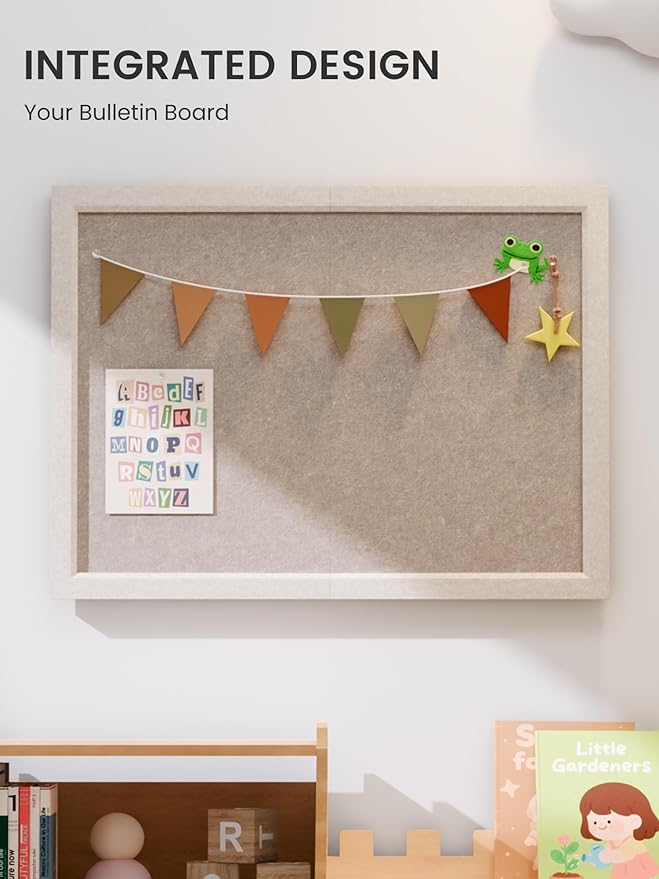 Fluxynara Foldable Cork Board Alternative, Felt Bulletin Board 24" x 18" Oatmeal Frame with 16 Adhesive Tabs, Pin Board for Home Office, Classroom, Entryway, Kitchen Wall Decor—Deep Camel