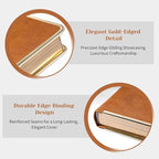 CAGIE Elegant Gold-Edged Journal for Women – Aesthetic Vegan Leather A5 Notebook, 256 Pages 100GSM Thick Paper Hardcover Diary, Gift Journals for Writing