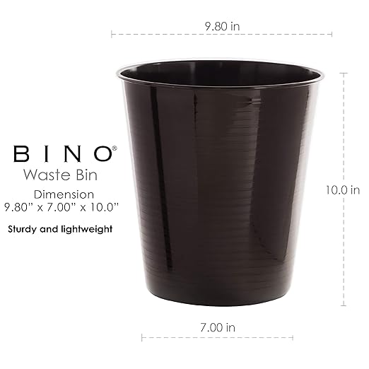 BINO Metal Waste Basket for Home, Office, Bathroom, Dorm, Kitchen and More | Trash Can Bin for Bedroom | Desk Trash Can | Home Essentials