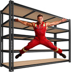 ROOMFAVE 60" W Garage Shelving 72" H Metal Shelving 3500LBS Storage Shelves Heavy Duty 5 Tier Adjustable Shelving Unit for Storage Rack Pantry Shelf Commercial,60" W x 18" D x 72" H