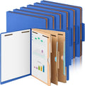 12 Pcs Classification Folders Letter Size 3 Pocket Dividers Employee File Folder with 2 Prongs Fasteners, 2 in Expansion Heavy Duty Pressboard File Holder for School Office Medical Document(Dark Blue)