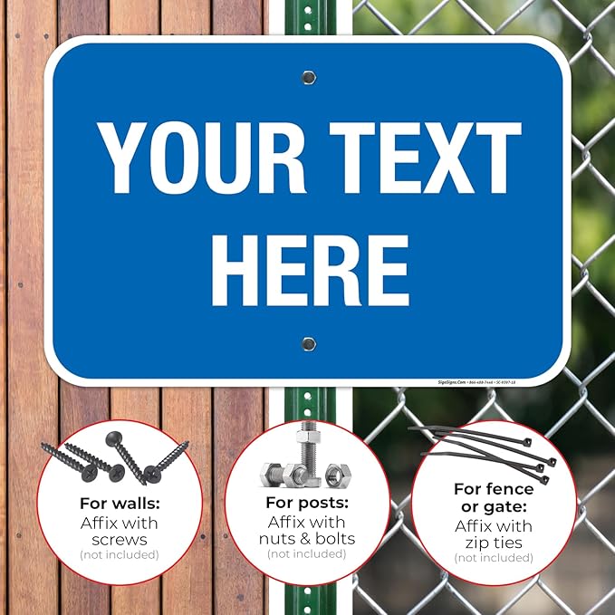 Personalized Custom Blue Background Customize for Office, Business, Workplace, Home, Airbnb, Delivery Sign, 12x18 Inches, Rust Free .063 Aluminum, Fade Resistant, Made in USA by Sigo Signs