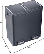 Step N' Sort The 18.5 Gallon Extra Large Capacity, Soft-Step, Dual Trash and Recycling Bin with Removable Inner Bins