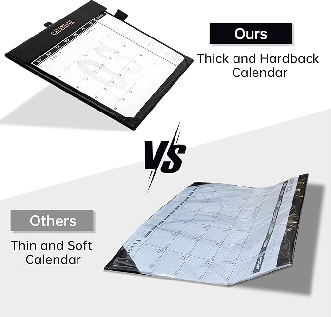 Yoment Desk Calendar 2026 Leather Desk Calendar with To-Do Lists, 13 Months Desk Pad Wall Calendar with Pen Holders PVC Cover for Work Office School Home Women Men, Dec 2025-Dec 2026, 17 x 12, Black