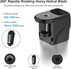 Electric Pencil Sharpener Heavy-Duty Helical Blade Sharpener USB/Battery Operated for No.2/ (6-8mm) Pencils with Auto Stop & Cleaning Brush in School/Classroom/Office (Black no Adapter)