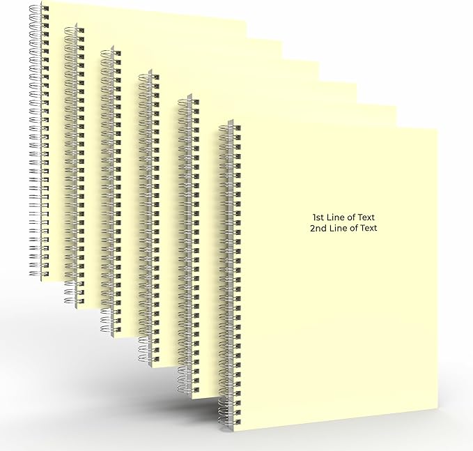 Custom Spiral Notebook Journals with a Pastel Yellow Colored Cover - 6 Pack of 8.5" x 11" – College Ruled, Hard Cover, 50 Sheets Per Book – For Journaling, Office, School Supplies, etc.