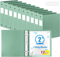 Henoyso 12 Pcs 3 Ring Binder 2 Inch Round Fits Letter Size 8.5'' x 11'' Paper Plastic Flexible Binder Bulk Holds 490 Sheets with 1 Pockets Versatile Organizer for Home Office School (Sage Green)