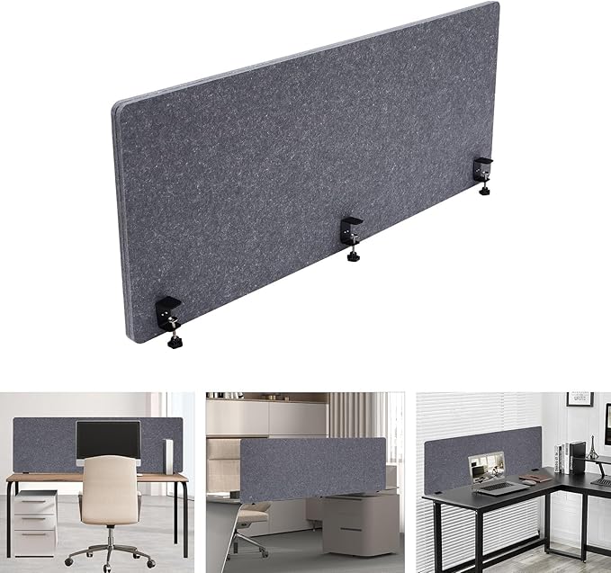 Polyester Desk Dividers, Soundproof Room Divider Office Furniture Partitions, Privacy Desk Panel with Clamps & Screwdriver, Stand Up Freestanding Desk Privacy Panel for Office Classroom(59.1" x23.8")