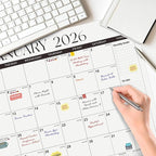 2026 Desk Calendar, Large Desk Calendar 22" x 17" (Jan 2026 - Jun 2027) Monthly Desktop Wall Planner for Family Teacher School Office Supplies, Black-White