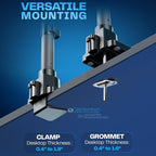 VIVO Pneumatic Arm Single Ultrawide Monitor Extra Tall Desk Mount for Up to 49 inch Screens, Heavy Duty Clamp, Holds Ultra Wides Up to 44 lbs, Black, STAND-V110K