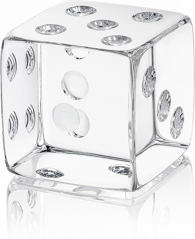 QFkris 2.2" Glass Dice Paperweight Glass Art Dice Figurine Paper Weights for Desk