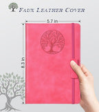Biuwory Lined Journal Notebook for Women Men,256 Pages A5 Hardcover Leather Journals for Writing,Travel,Business,Work & School,College Ruled Notebooks for Note Taking,Diary Notepad 5.7"×8.3"(pink)