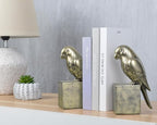 Kakizzy Gold Parrot Book Ends for Shelves,Vintage Bird Decorative Bookends,Resin Book Stopper for Books,Parrot Statue Gifts for Woman Home Office Bookshelf Decor,Unique Book Lover Gift